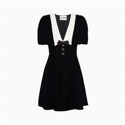 miu miu white dress black bow|Designer Women's Dresses .